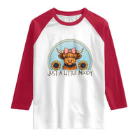 Just A Little Moody Raglan Shirt Funny Sarcasm Highland Cattle - Wonder Print Shop