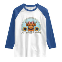 Just A Little Moody Raglan Shirt Funny Sarcasm Highland Cattle - Wonder Print Shop