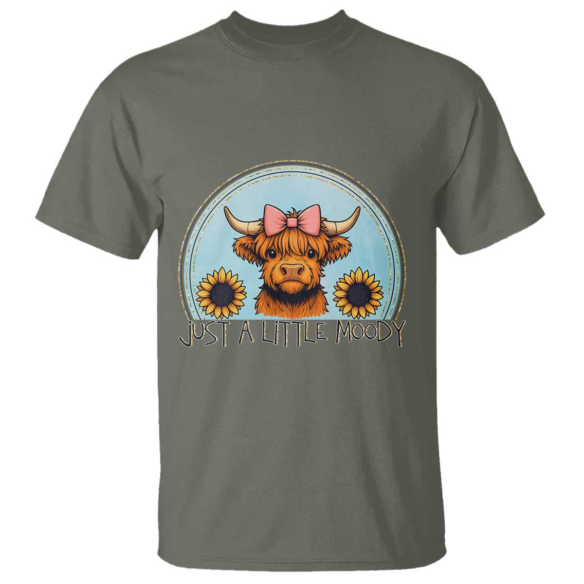 Just A Little Moody T Shirt Funny Sarcasm Highland Cattle - Wonder Print Shop