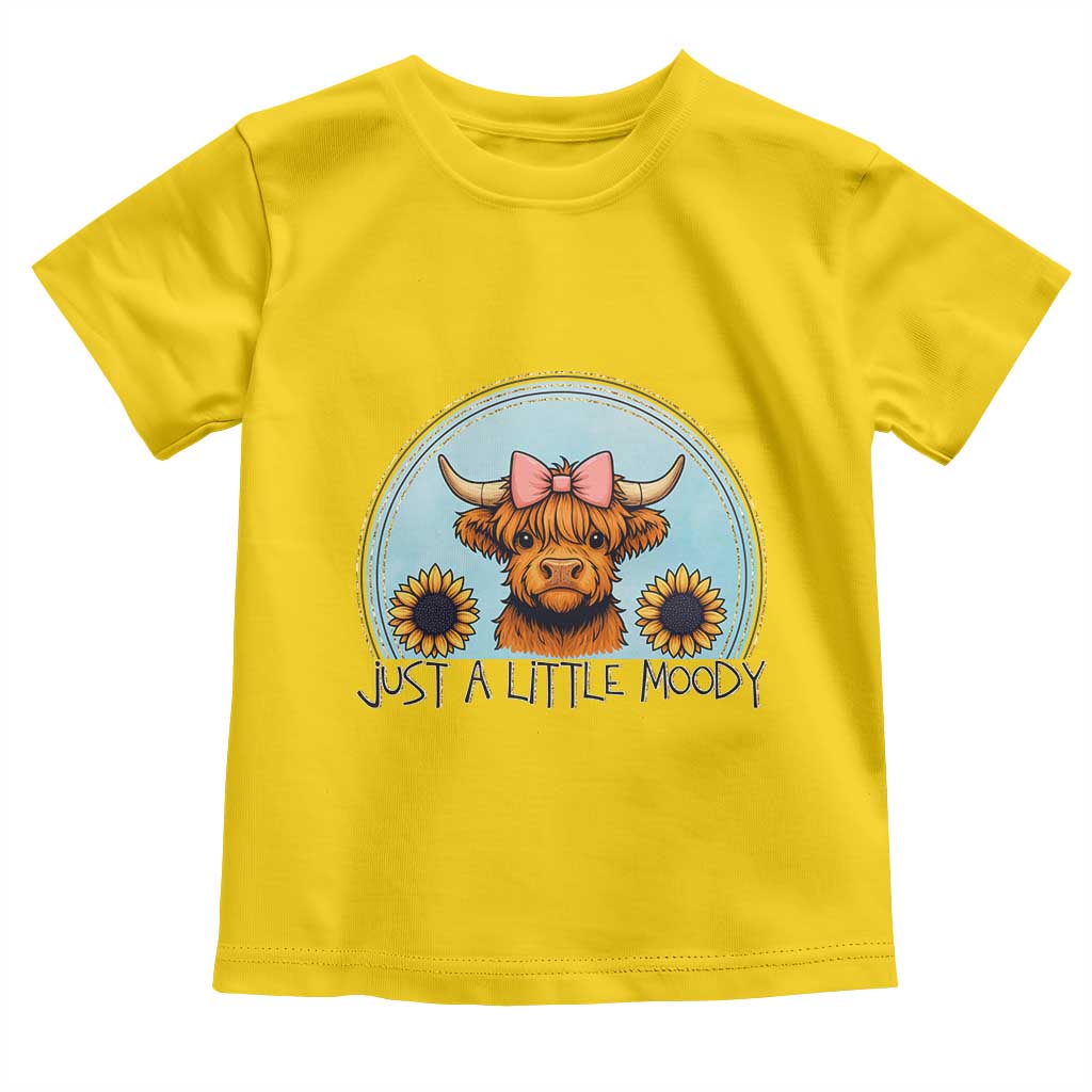 Just A Little Moody Toddler T Shirt Funny Sarcasm Highland Cattle - Wonder Print Shop