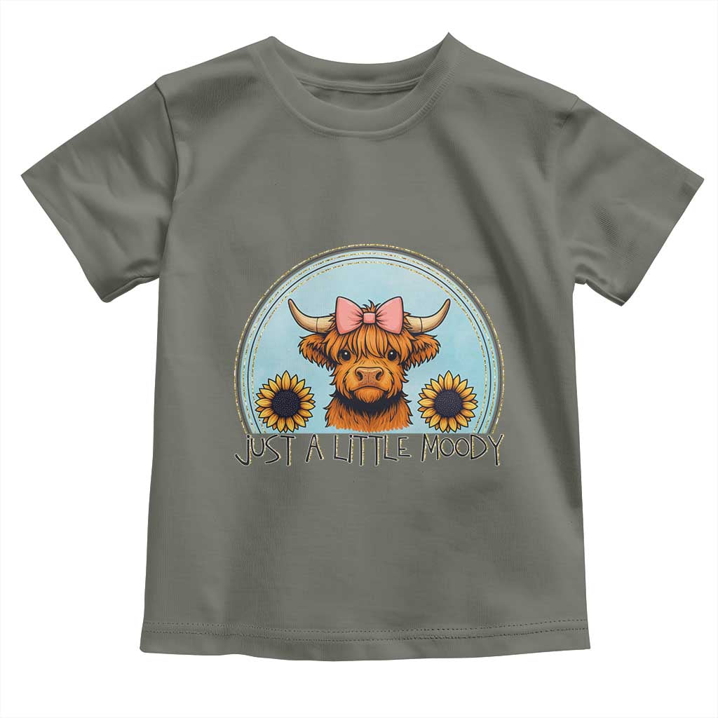Just A Little Moody Toddler T Shirt Funny Sarcasm Highland Cattle - Wonder Print Shop