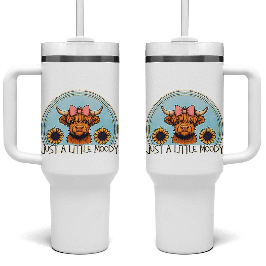 Just A Little Moody Tumbler With Handle Funny Sarcasm Highland Cattle