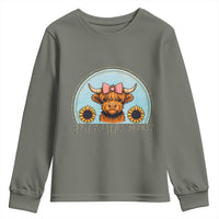 Just A Little Moody Youth Sweatshirt Funny Sarcasm Highland Cattle - Wonder Print Shop