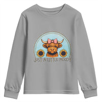 Just A Little Moody Youth Sweatshirt Funny Sarcasm Highland Cattle - Wonder Print Shop