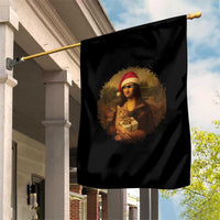 Chritsmas Mona Lisa Garden Flag Funny Holiday Kitty Lover - Wonder Print Shop