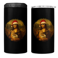 Chritsmas Mona Lisa 4 in 1 Can Cooler Tumbler Funny Holiday Kitty Lover
