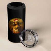 Chritsmas Mona Lisa 4 in 1 Can Cooler Tumbler Funny Holiday Kitty Lover