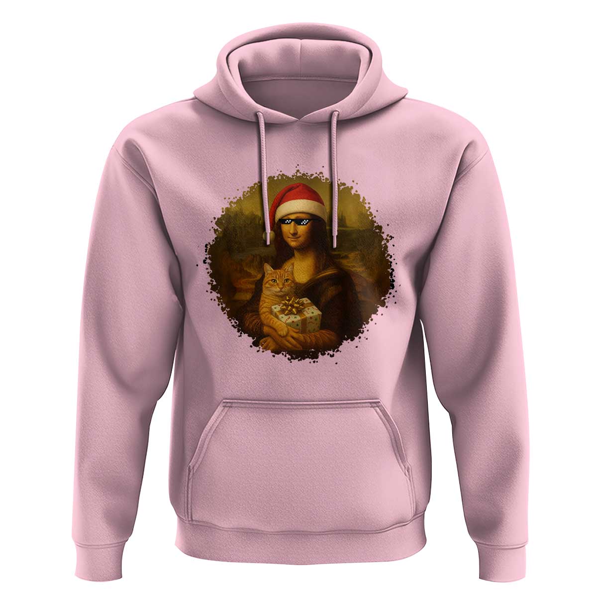 Chritsmas Mona Lisa Hoodie Funny Holiday Kitty Lover - Wonder Print Shop