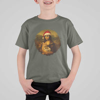 Chritsmas Mona Lisa T Shirt For Kid Funny Holiday Kitty Lover - Wonder Print Shop