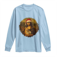 Chritsmas Mona Lisa Long Sleeve Shirt Funny Holiday Kitty Lover - Wonder Print Shop