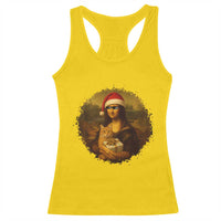 Chritsmas Mona Lisa Racerback Tank Top Funny Holiday Kitty Lover - Wonder Print Shop