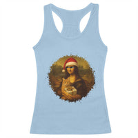 Chritsmas Mona Lisa Racerback Tank Top Funny Holiday Kitty Lover - Wonder Print Shop