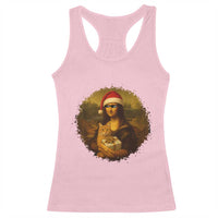 Chritsmas Mona Lisa Racerback Tank Top Funny Holiday Kitty Lover - Wonder Print Shop
