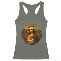Chritsmas Mona Lisa Racerback Tank Top Funny Holiday Kitty Lover - Wonder Print Shop