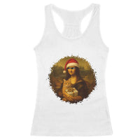 Chritsmas Mona Lisa Racerback Tank Top Funny Holiday Kitty Lover - Wonder Print Shop