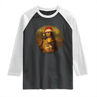 Chritsmas Mona Lisa Raglan Shirt Funny Holiday Kitty Lover - Wonder Print Shop