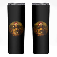Chritsmas Mona Lisa Skinny Tumbler Funny Holiday Kitty Lover