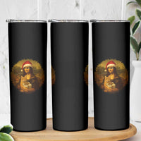 Chritsmas Mona Lisa Skinny Tumbler Funny Holiday Kitty Lover