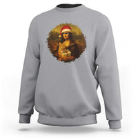 Chritsmas Mona Lisa Sweatshirt Funny Holiday Kitty Lover - Wonder Print Shop