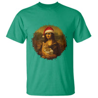Chritsmas Mona Lisa T Shirt Funny Holiday Kitty Lover - Wonder Print Shop