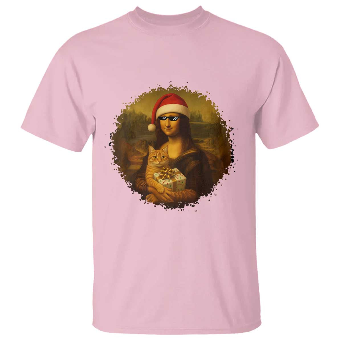 Chritsmas Mona Lisa T Shirt Funny Holiday Kitty Lover - Wonder Print Shop