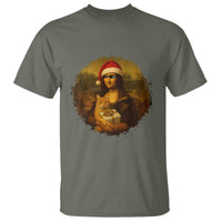 Chritsmas Mona Lisa T Shirt Funny Holiday Kitty Lover - Wonder Print Shop