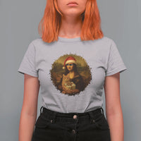 Chritsmas Mona Lisa T Shirt For Women Funny Holiday Kitty Lover - Wonder Print Shop