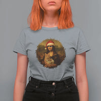 Chritsmas Mona Lisa T Shirt For Women Funny Holiday Kitty Lover - Wonder Print Shop