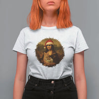 Chritsmas Mona Lisa T Shirt For Women Funny Holiday Kitty Lover - Wonder Print Shop