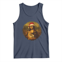 Chritsmas Mona Lisa Tank Top Funny Holiday Kitty Lover - Wonder Print Shop
