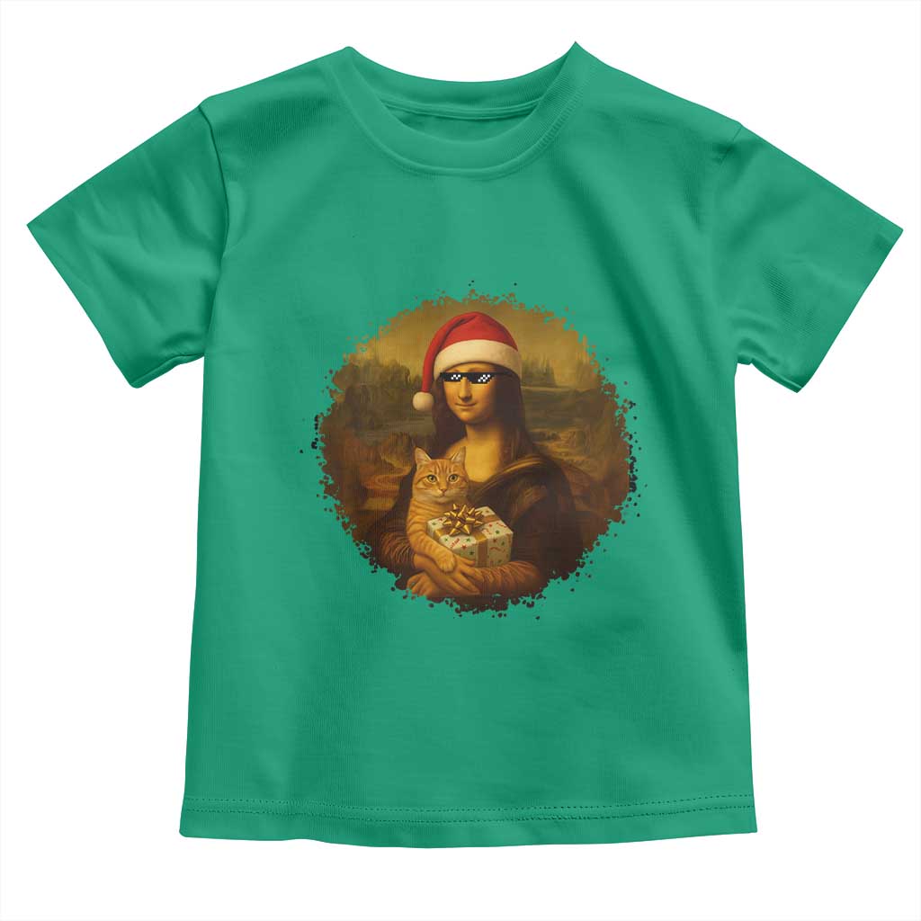 Chritsmas Mona Lisa Toddler T Shirt Funny Holiday Kitty Lover - Wonder Print Shop