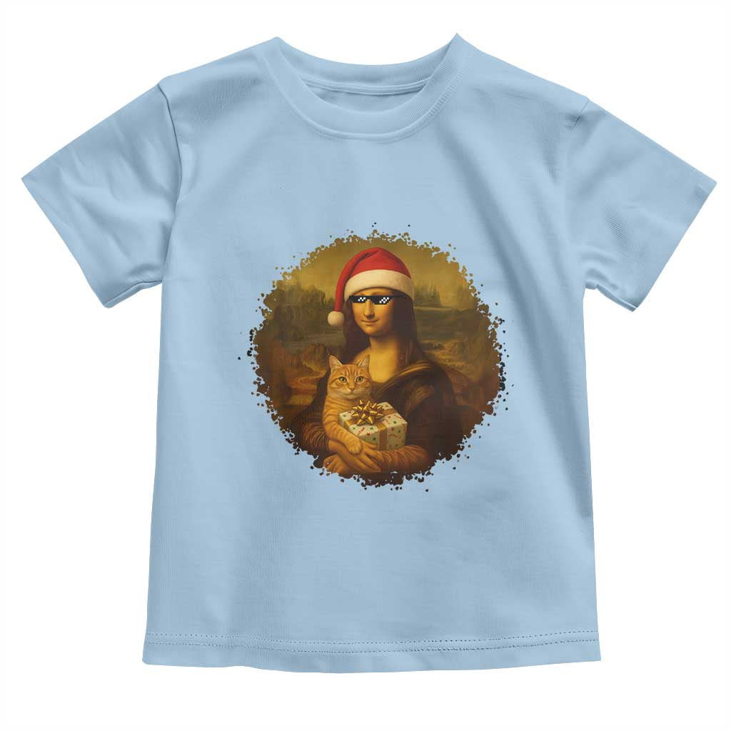 Chritsmas Mona Lisa Toddler T Shirt Funny Holiday Kitty Lover - Wonder Print Shop