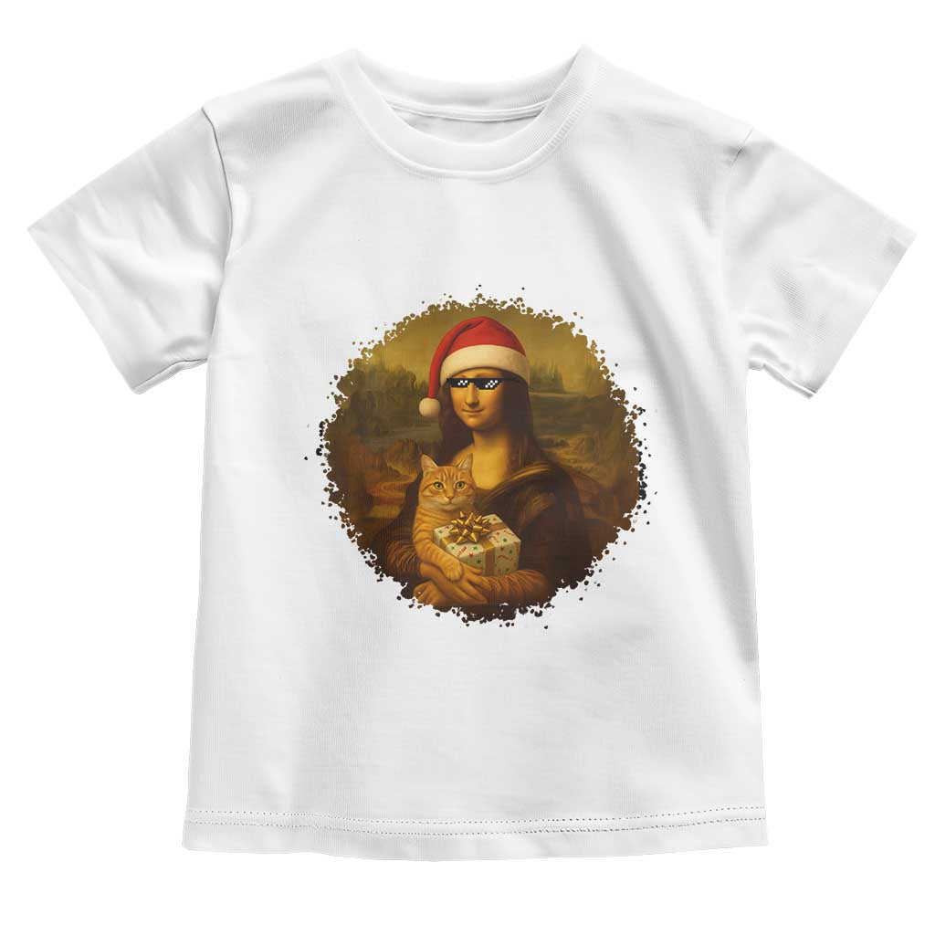 Chritsmas Mona Lisa Toddler T Shirt Funny Holiday Kitty Lover - Wonder Print Shop