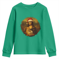 Chritsmas Mona Lisa Youth Sweatshirt Funny Holiday Kitty Lover - Wonder Print Shop