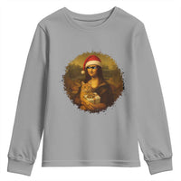 Chritsmas Mona Lisa Youth Sweatshirt Funny Holiday Kitty Lover - Wonder Print Shop