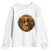 Chritsmas Mona Lisa Youth Sweatshirt Funny Holiday Kitty Lover - Wonder Print Shop
