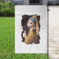 Funny Cat With A Pearl Earring Parody Art Garden Flag - Wonder Print Shop
