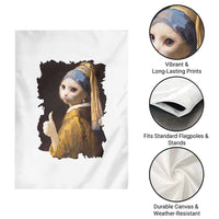 Funny Cat With A Pearl Earring Parody Art Garden Flag - Wonder Print Shop