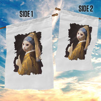 Funny Cat With A Pearl Earring Parody Art Garden Flag - Wonder Print Shop