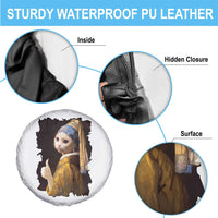 Funny Cat With A Pearl Earring Parody Art Spare Tire Cover - Wonder Print Shop