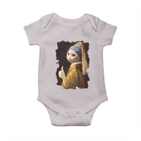 Funny Cat With A Pearl Earring Parody Art Baby Onesie - Wonder Print Shop