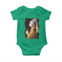Funny Cat With A Pearl Earring Parody Art Baby Onesie - Wonder Print Shop