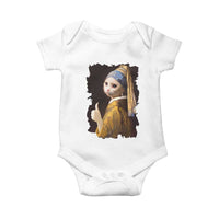 Funny Cat With A Pearl Earring Parody Art Baby Onesie - Wonder Print Shop