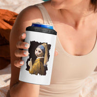 Funny Cat With A Pearl Earring Parody Art 4 in 1 Can Cooler Tumbler