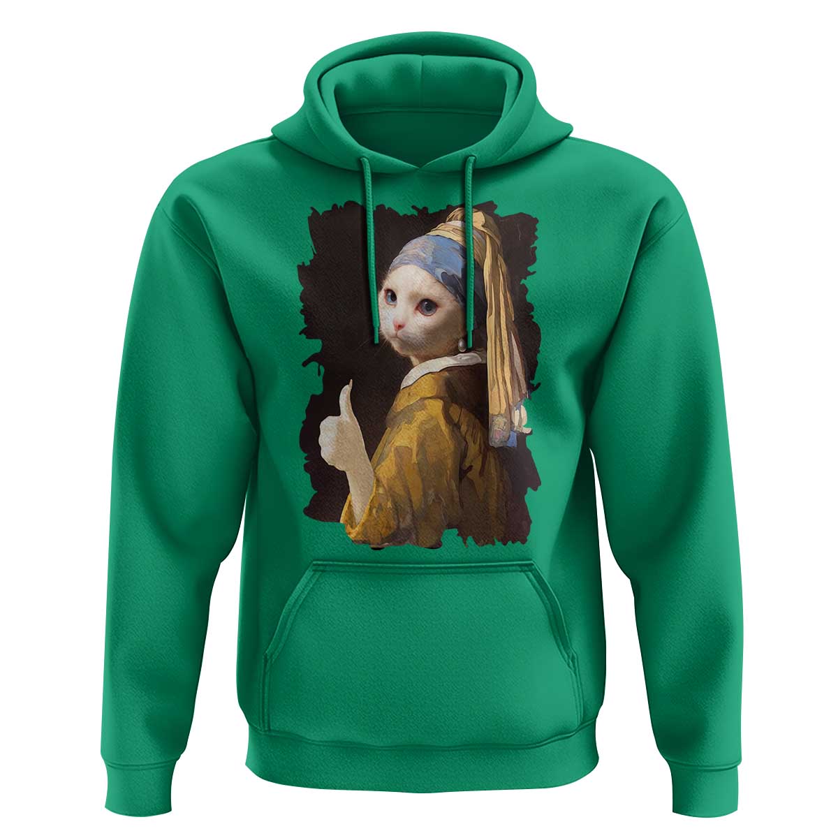 Funny Cat With A Pearl Earring Parody Art Hoodie - Wonder Print Shop