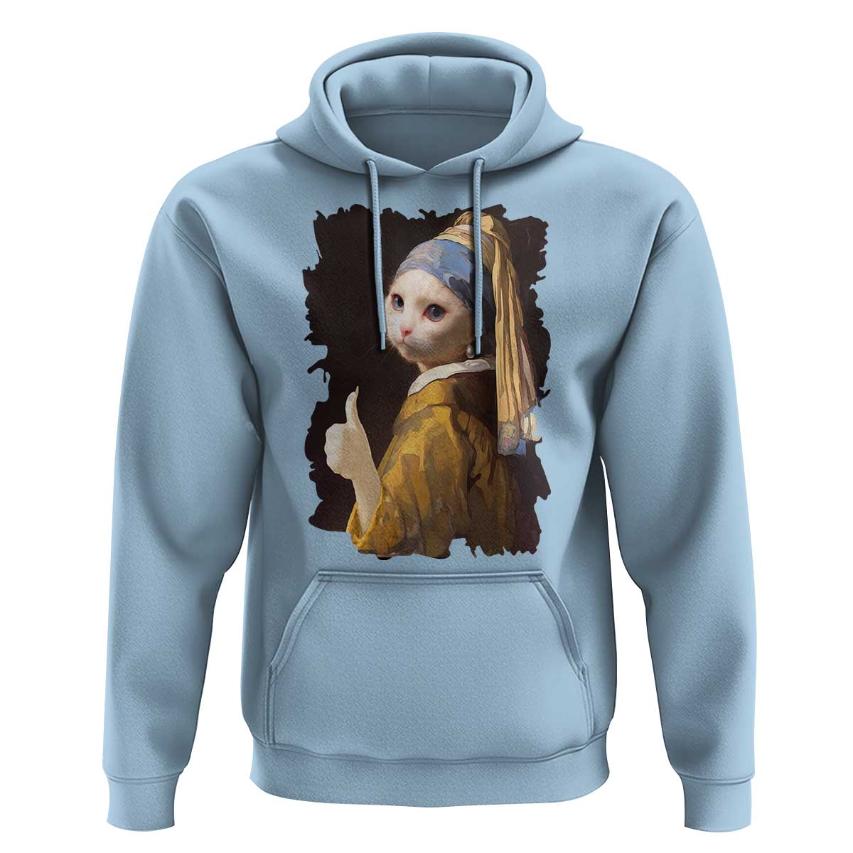 Funny Cat With A Pearl Earring Parody Art Hoodie - Wonder Print Shop