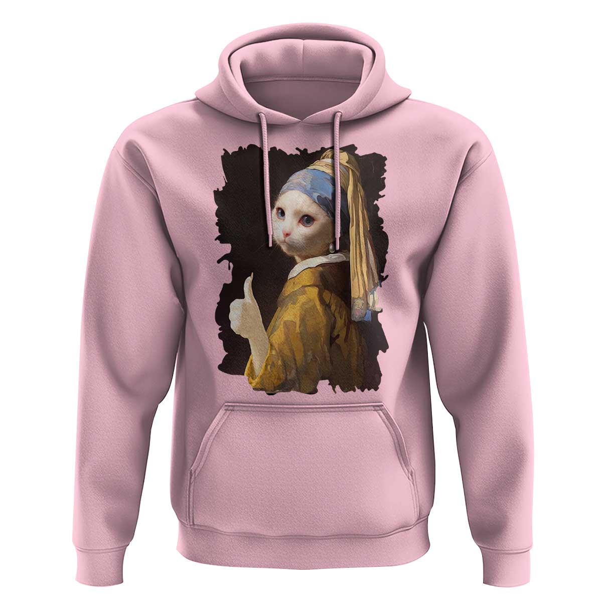 Funny Cat With A Pearl Earring Parody Art Hoodie - Wonder Print Shop