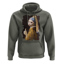 Funny Cat With A Pearl Earring Parody Art Hoodie - Wonder Print Shop