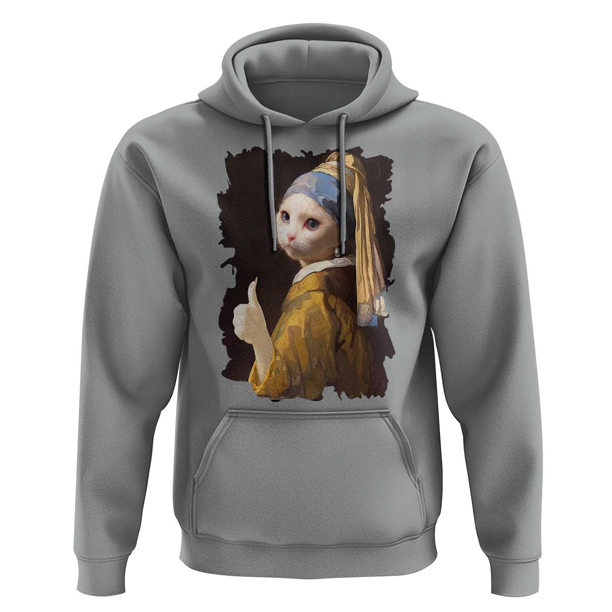 Funny Cat With A Pearl Earring Parody Art Hoodie - Wonder Print Shop