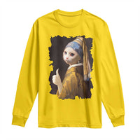 Funny Cat With A Pearl Earring Parody Art Long Sleeve Shirt - Wonder Print Shop